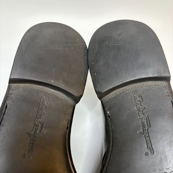 SALVATORE FERRAGAMO Classic Monk Strap Black  Leather Loafers Mens Size 10.5 - Picture 11 of 15